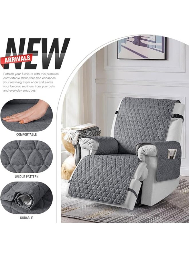 Waterproof Recliner Cover - Recliner Cover with Non-Slip Granule, Recliner Chair Covers with Elastic Band, Recliner Chair Covers for Reclining Chair (Dark Grey) - Image 4